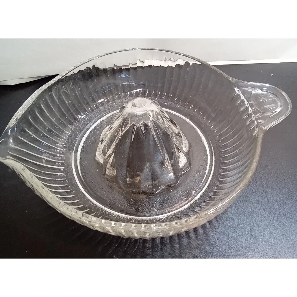 Vintage Orange Juicer Clear Ribbed Glass‎ Spout- 8in Small Blemish